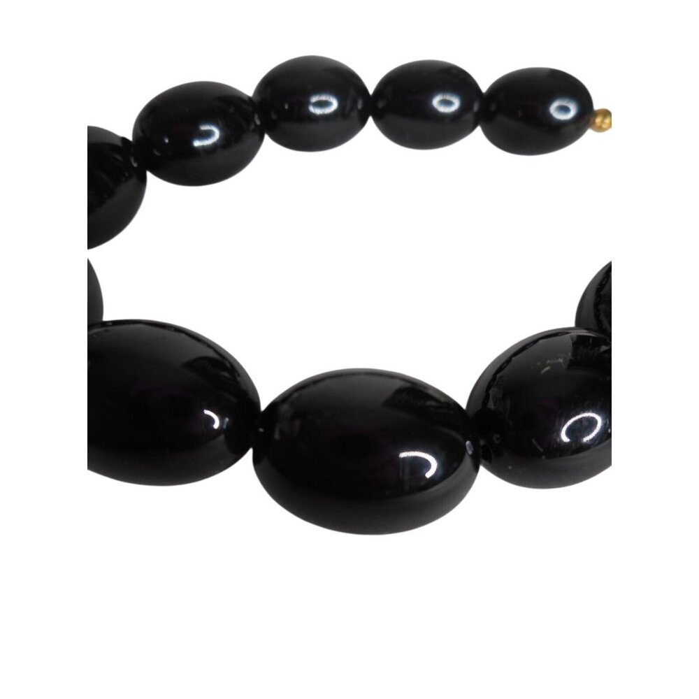 Vintage Estate Trifari Costume Black Chunky Bead bracelet 7" 1980s - Picture 2 of 3